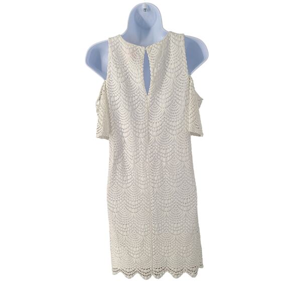 Lilly Pulitzer Somerset eyelit crochet cold shoulder womens dress white Sz Small - Picture 4 of 11